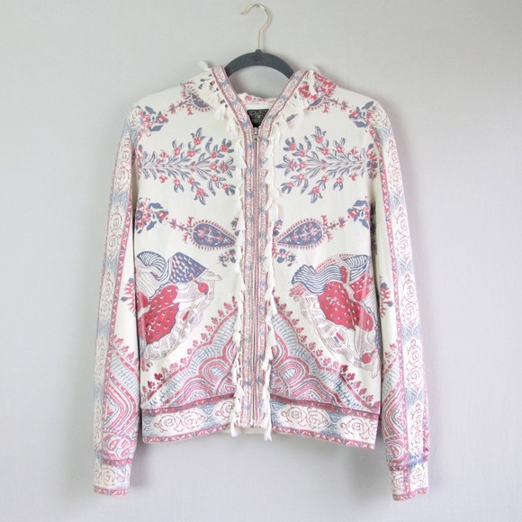 Lucky Brand Tops - Lucky Brand boho tassel woodblock print hoodie